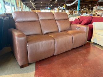 NEW! LA-Z-BOY Acadia Chestnut Leather Power Reclining Sofa