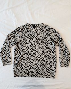 J.Crew Carolyn Fitted Crewneck Sweater Polka Dot 100% Merino Wool XL