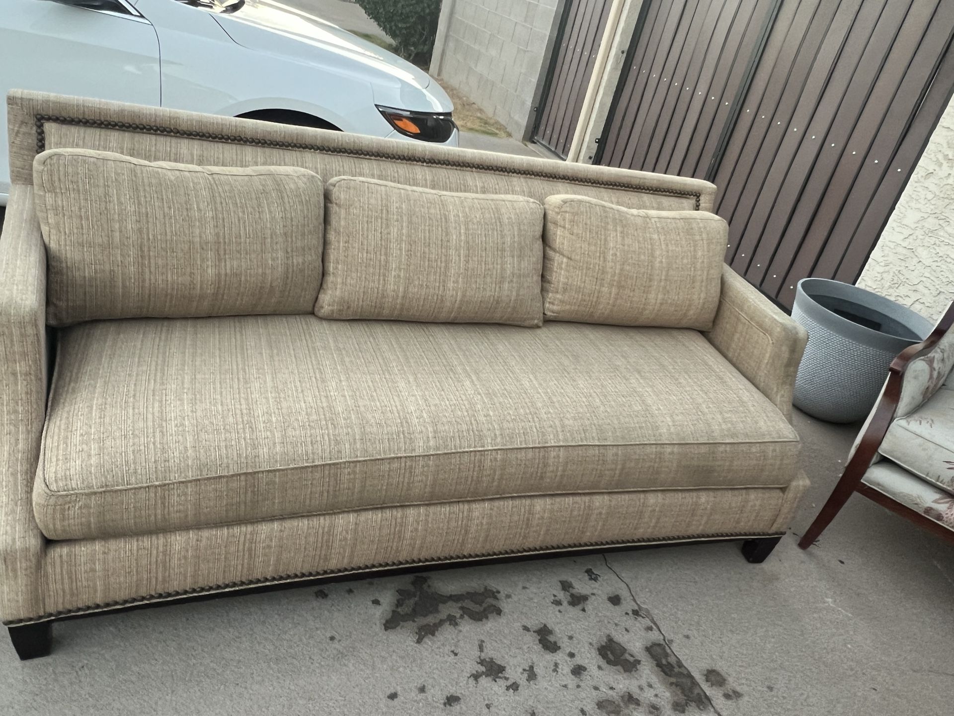 Nailhead Tan fabric Couch