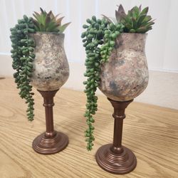 Goblets With Faux Succulents