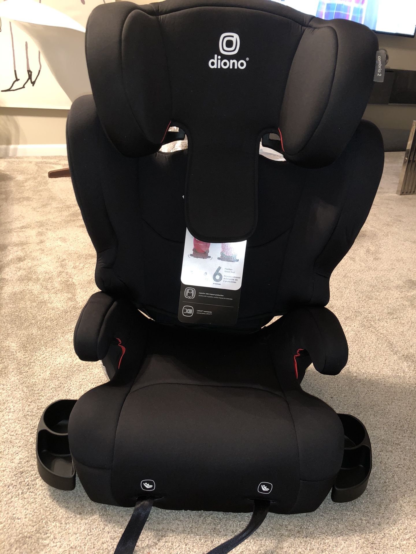 NEW! Diono Cambria 2 black high back & backless booster car seat