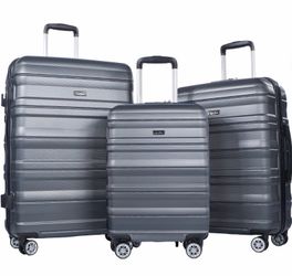 Tripcomp Hardside Luggage Set 3-Piece Set(21/25/29) Lightweight Suitcase 4-Wheeled Suitcase Set(Grey)