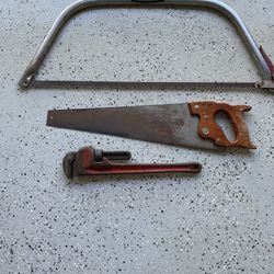Various Tools Including Heavy Duty Ridgid Wrench 