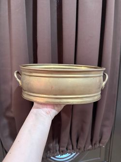 Vintage Brass Oval Planter with Handles