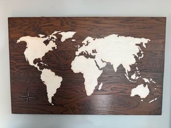 wooden map decor