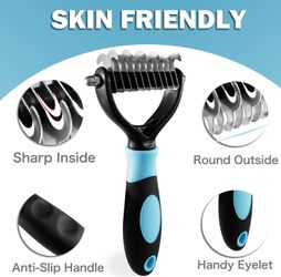 Pet Grooming Tool - 2 Sided Undercoat Rake for Cats & Dogs