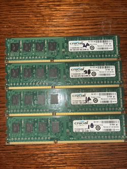 Computer Memory/RAM Set - Crucial DDR3 UDIMM RAM, 4GB and 8GB