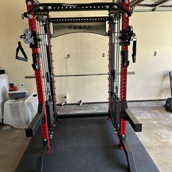PRO SERIES Ultimate 3-1 Half Rack Functional Trainer w/Smith Machine Bar | 400lb Stack | Gym Equipment | Fitness | Commercial | Squat Rack
