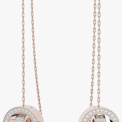 Swarovski Hollow Drop Earrings, Long, White, Rose-Gold Tone Plated (contact info removed)