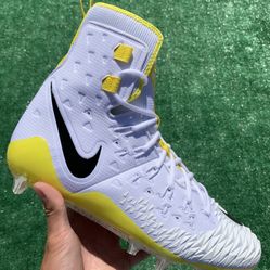 NIKE FORCE SAVAGE ELITE TD “WHITE / YELLOW” FOOTBALL CLEATS (Size 12, Men’s)