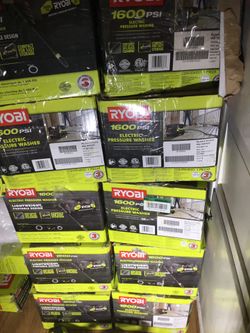 Ryobi new 1600 PSI Pressure Washers! 💥💥. Includes gun, hose and all nozzle attachments! Only 35 mañana 👍🏽👍🏽💸💸💥☀️☀️☀️