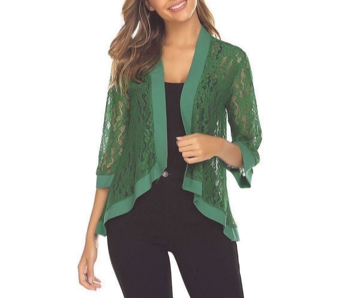 NEW Women's Lace Cardigan Sheer Cover-Up Jacket Shrug Size Medium