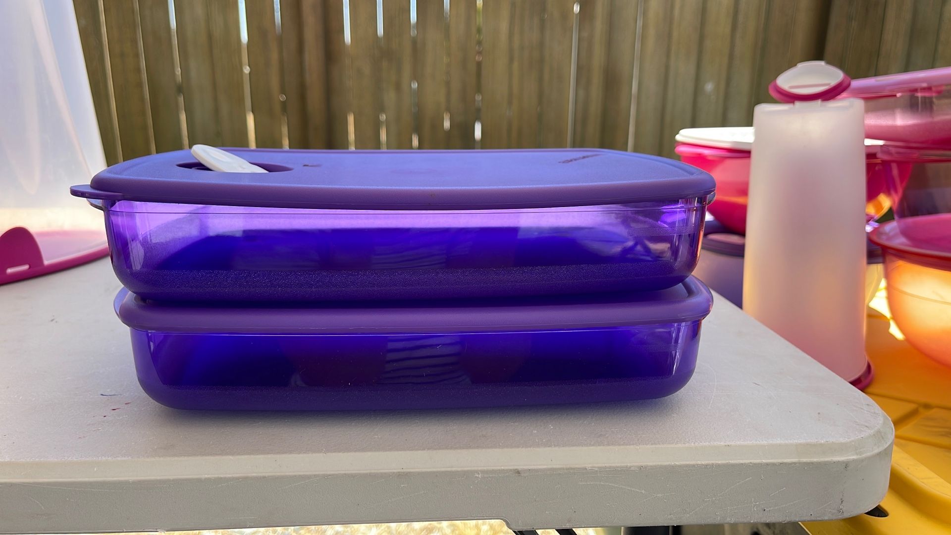 2 -Purple Tupperware Containers(6 Cups Both)