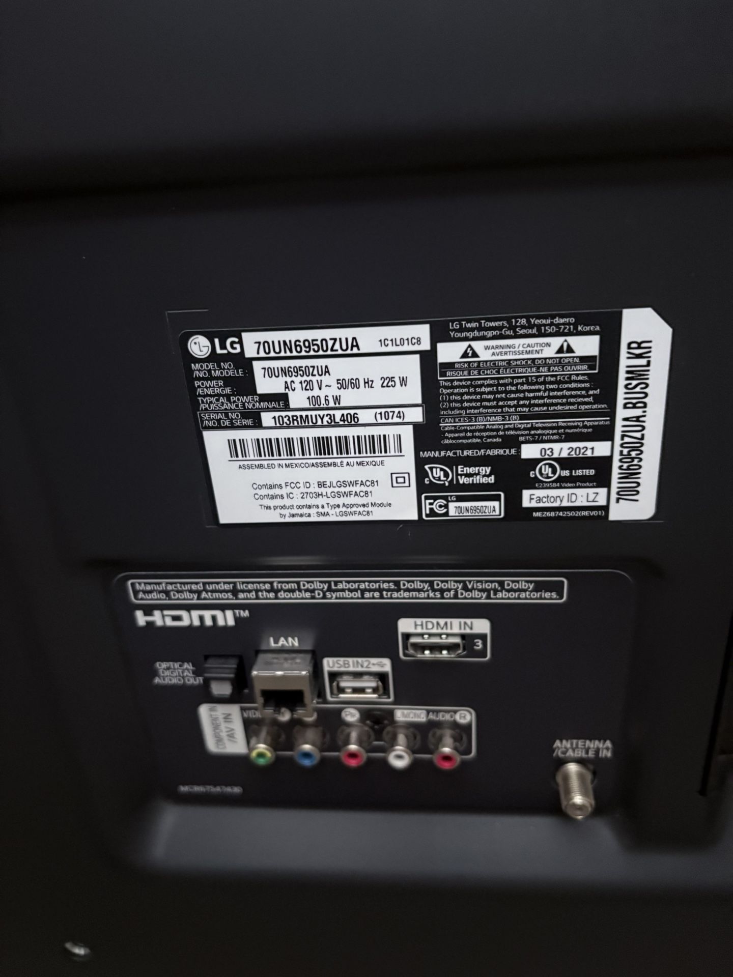 70 In LG Smart TV