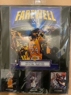 Kobe Bryant Farewell Plaque with 3 Panini Cards