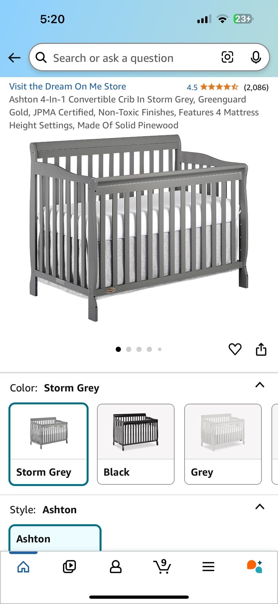5 in 1 Convertible Crib