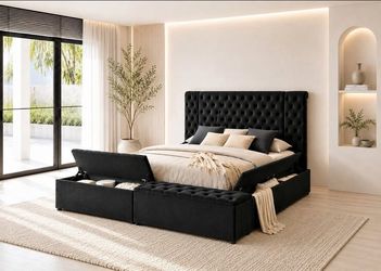 Black Velvet King & Queen Bedframe