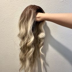 New Brown To Blonde Gradient Curled Hair Wig 