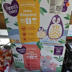 Parents Choice Diapers Size 1 (168ct)& 2 (160ct)