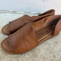Zodiac Yani D'Orsay Sandals Women's Size 9 M Brown Stitched Leather Open Toe