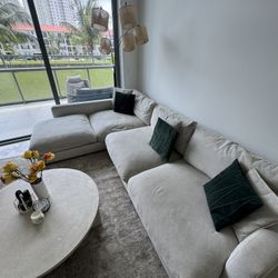 Emery Light Beige Fabric Small Left Chaise Sectional