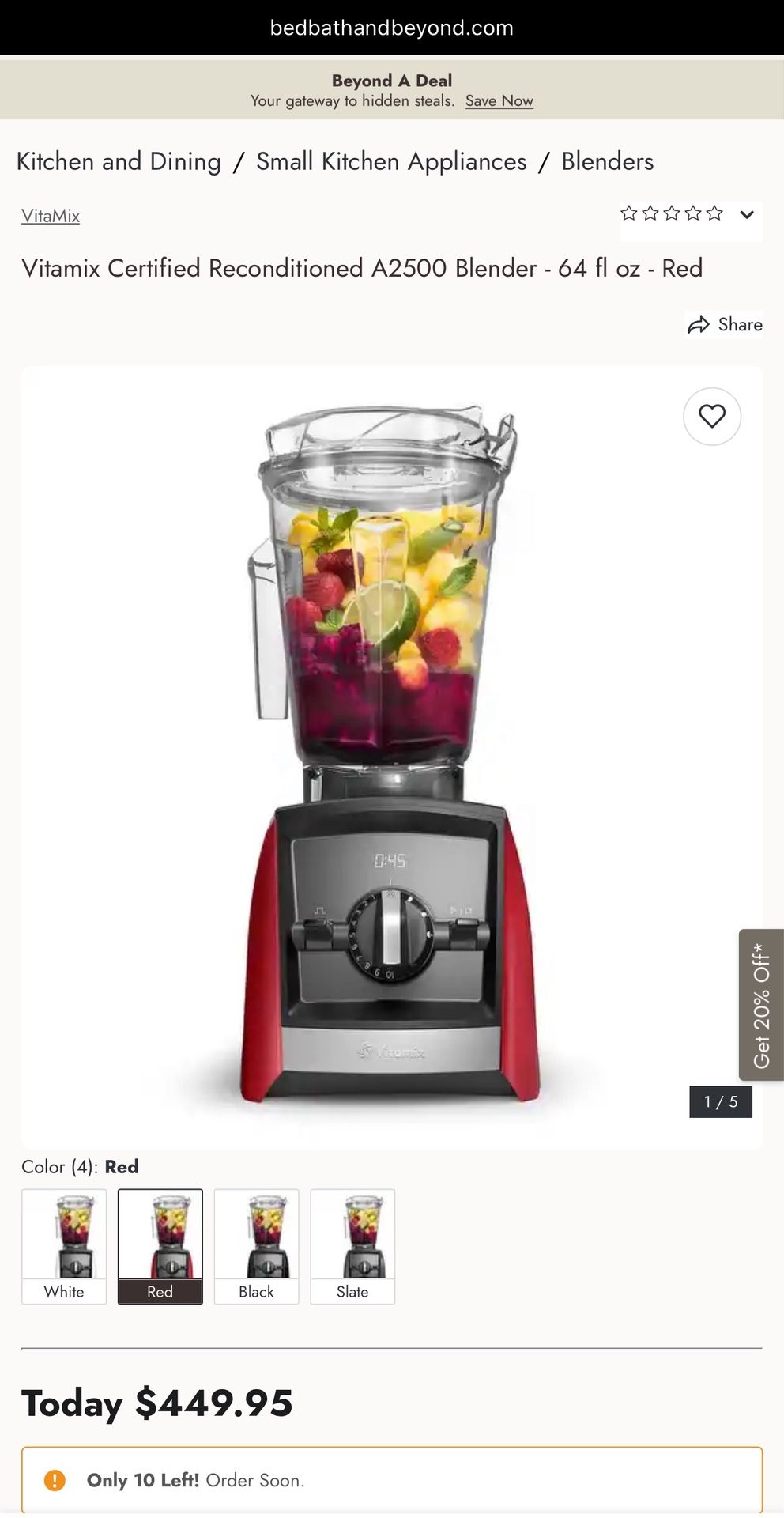 Vitamix A2500 Ascent Series Red