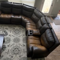 Leather Sectional With Recliners