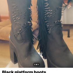 Platform Black Cowgirl Boots 