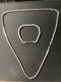 Silver 925 Chain And Bracelet