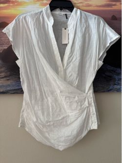 Anthropologie/ Akemi+Kin White Wrap- Style Cap Sleeve Top/ 2/ New