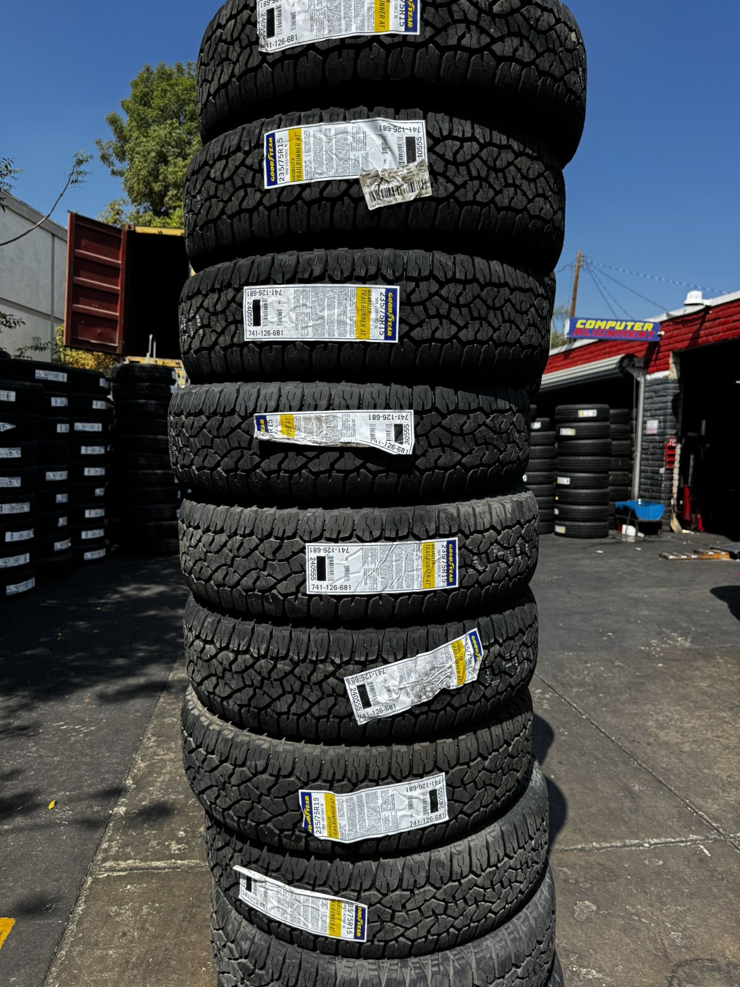 195/65/15. 205/55/16. 215/60/16. 235/75/15. 235/45/18. 235/40/19. 255/65/18. 235/60/18. 275/55/20. 275/60/20 And More. Goodyear