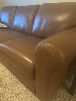 Brown 100% leather couch