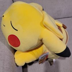 Brand New With Tags 18" Pikachu Pokémon Sleeping Plush Stuffed Animal