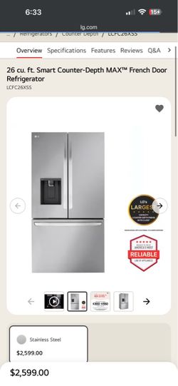 LG 26 cu. ft. French Door Refrigerator LCFC26XSS