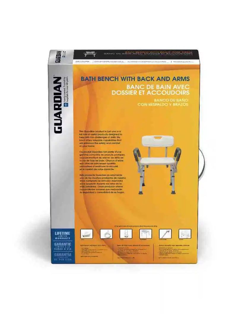 Medline MDS89745RA Shower/Bath Chair with Padded Armrests 350lbs for