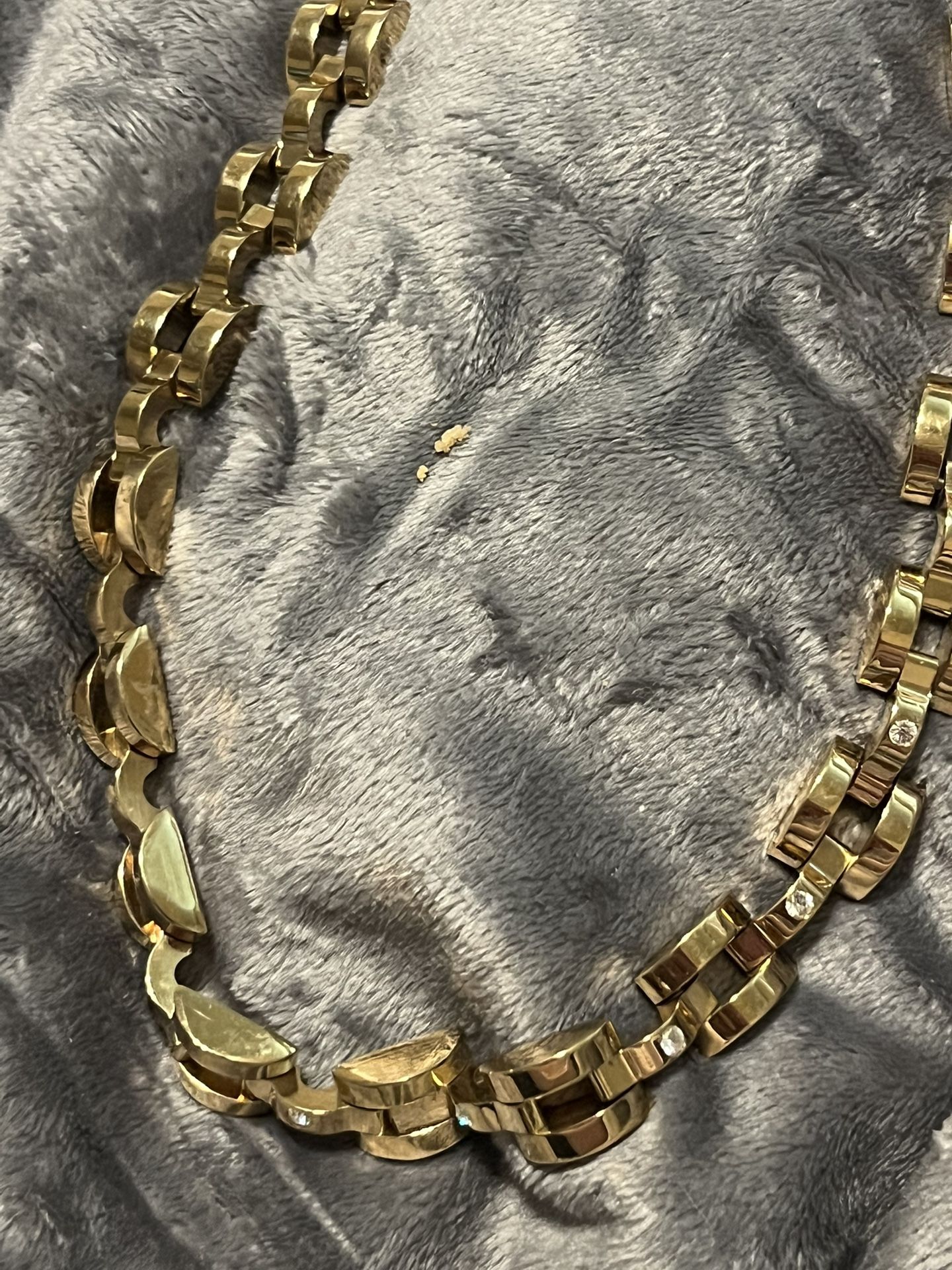 Goldtone Chain With Cz Stoned Inset Necklace N