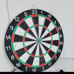 12" Two Sided Dart Board Red Bik White6 Darts 3 black and 3 red darts Metal Outline