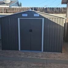 New in Box Assembled Need 8’ L x 10’’ W x 6.’ H galvanized steel Metal Storage Shed Outdoor Garden