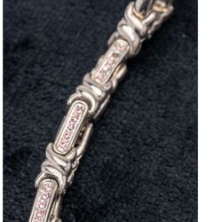 Vintage Avon Pink Rhinestones Chamber Silver Tone Bracelet