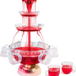 Nostalgia LPF230 3-Tier Lighted Party Fountain, Holds 1.5 Gallons, LED Lighted Base, Includes 8 Reusable Cups