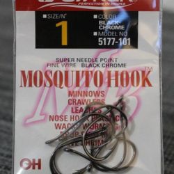 Owner Fishing Hooks - Mosquito Hook Sizes 1, 6, 10, 1/0. 2/0, 3/0 , 4/0