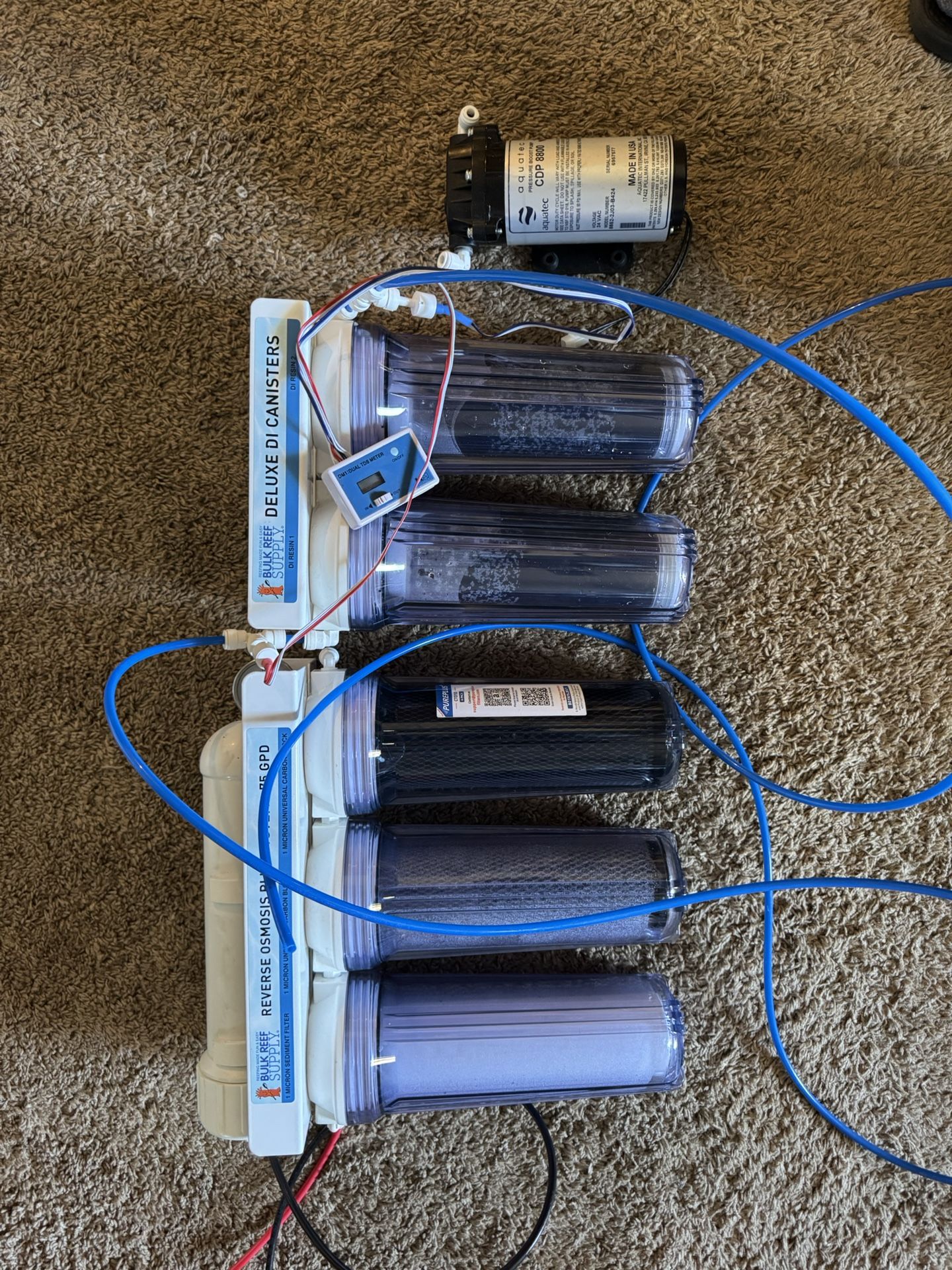Bulk Reef Supply 6 Stage Deluxe Plus 75 GPD RO/DI System With Aquatec booster pump