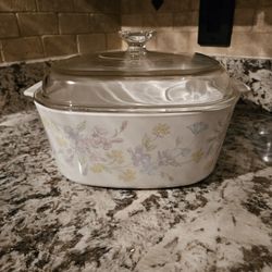 Vintage Pastel Bouquet Casserole Dish W Lid/ 5 Liter