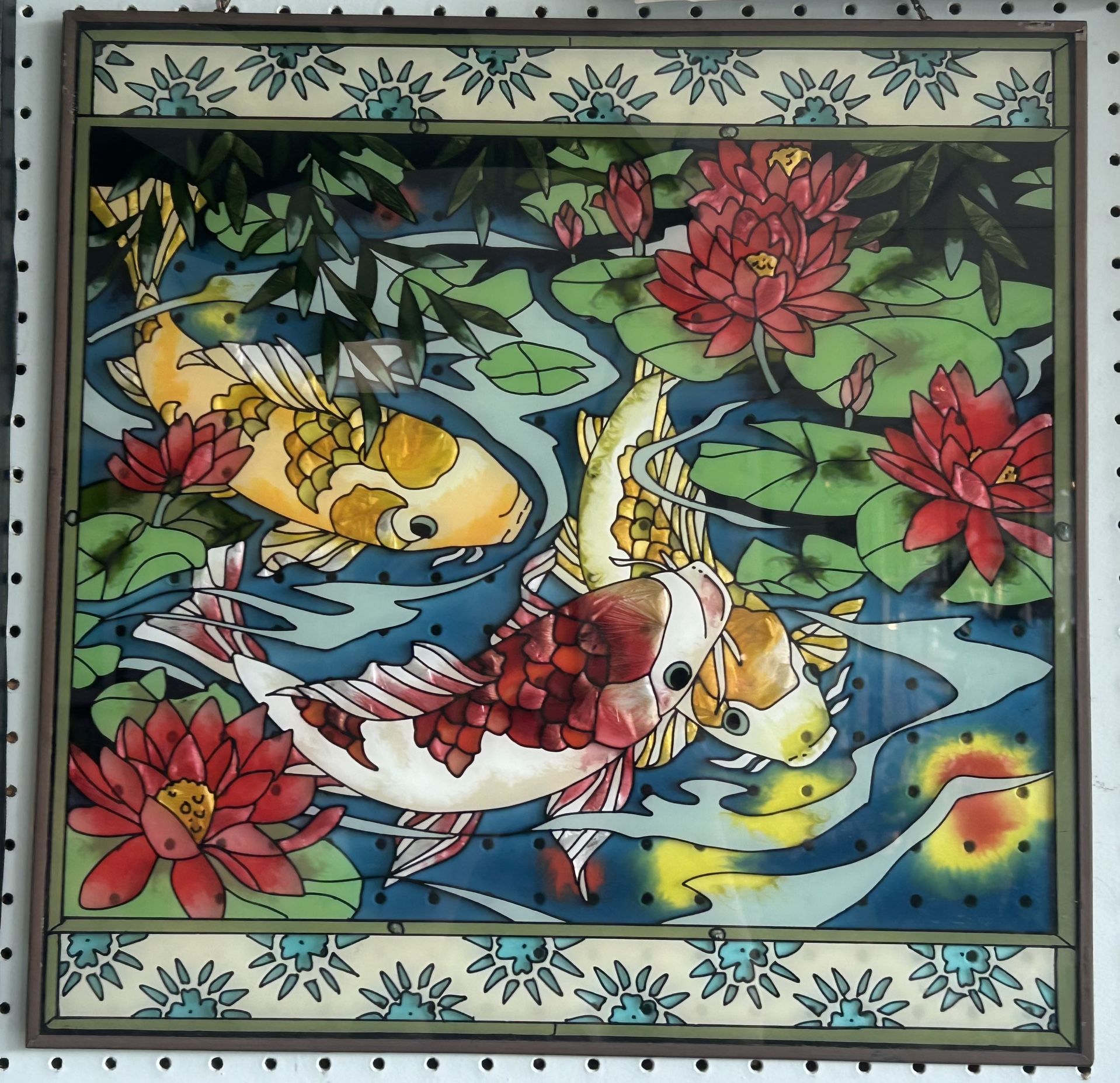 Koi Fish Stained Glass Wall Decor 19.5”