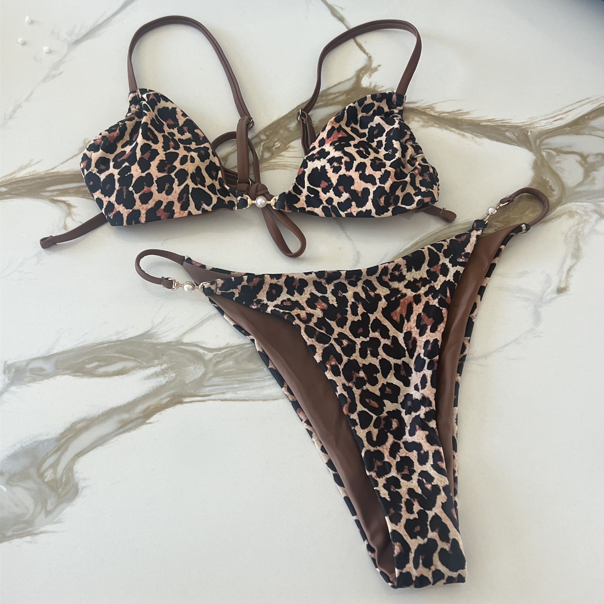 Leopard Print 2 Piece Bikini Swimsuit / Bathing Suit 