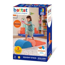 Battat Squishy Stack Rollers 3 Foam Multicolor Indoor Play Shapes, Toddler and Preschool Toys