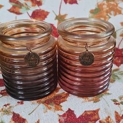 $5  (2) OMBRE GLASS CANDLE HOLDERS