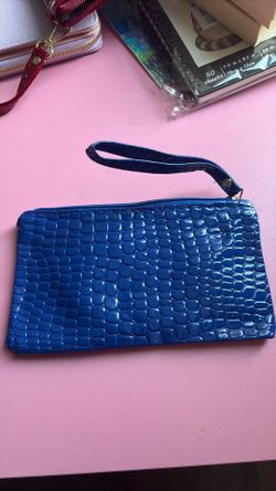 Brand New Blue Crocodile Clutch
