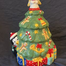 Vintage Angel Christmas Tree Cookie Jar 