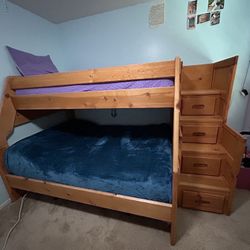 Twin Over Full Bunk Bed with Staircase